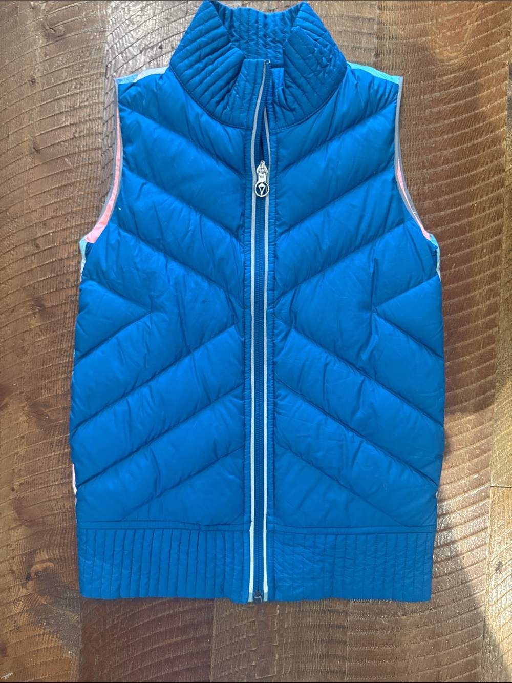 Ivivva Coral Pink Quilted Vest with Teal Trim